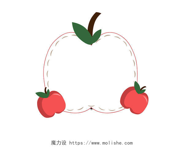 红色水果边框卡通苹果PNG素材